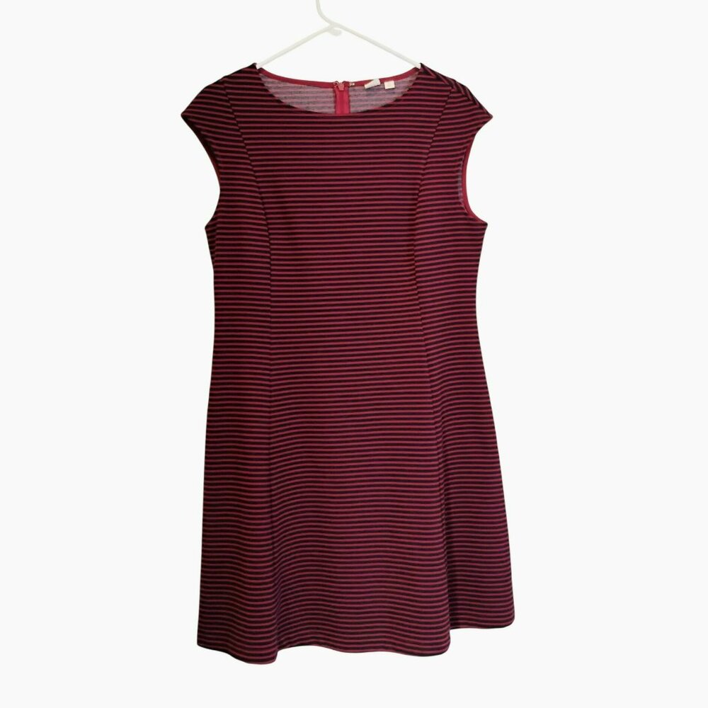 Gap Womens Red & Navy Striped Fit & Flare Dress Size 12 Cap Sleeve Summer